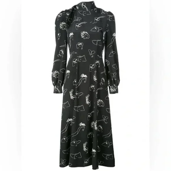 CO Novelty Silk Dress in Black